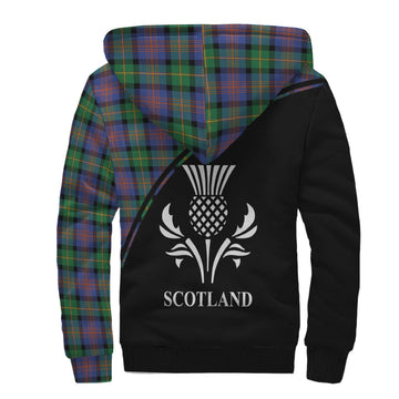 Logan Ancient Tartan Sherpa Hoodie with Family Crest Curve Style