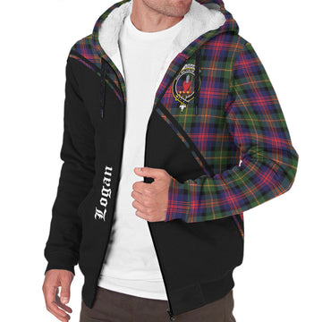 Logan Modern Tartan Sherpa Hoodie with Family Crest Curve Style