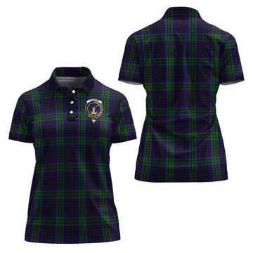 Lumsden Green Tartan Polo Shirt with Family Crest For Women