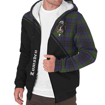 Lumsden Hunting Tartan Sherpa Hoodie with Family Crest Curve Style