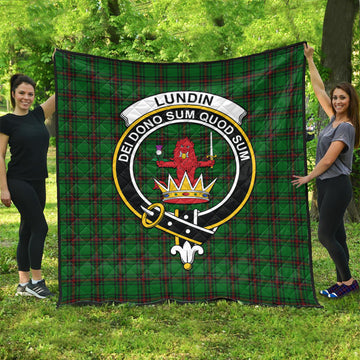 Lundin Tartan Quilt with Family Crest