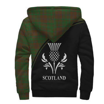 MacAlister of Glenbarr Hunting Tartan Sherpa Hoodie with Family Crest Curve Style