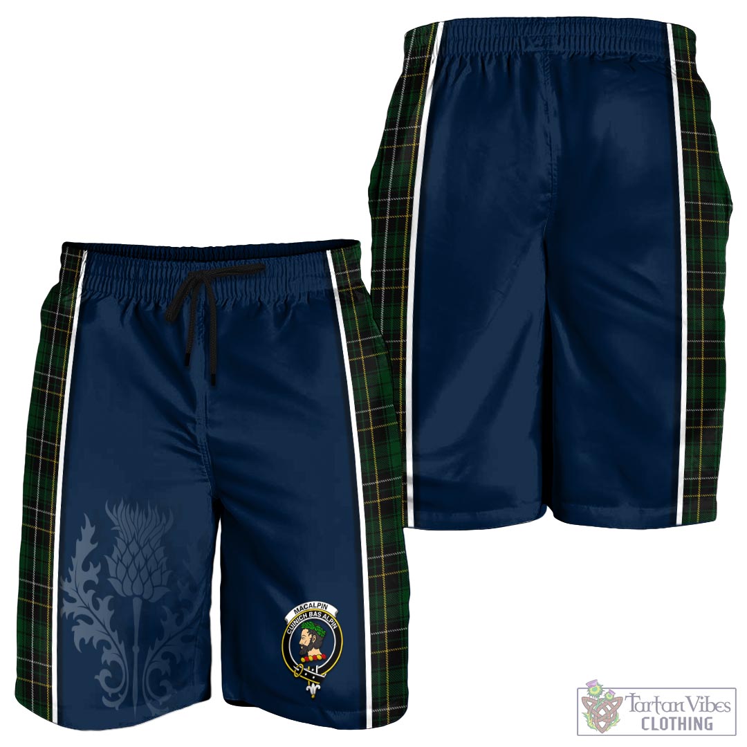 Tartan Vibes Clothing MacAlpin Tartan Men's Shorts with Family Crest and Scottish Thistle Vibes Sport Style