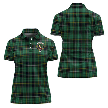 MacAlpin Ancient Tartan Polo Shirt with Family Crest For Women