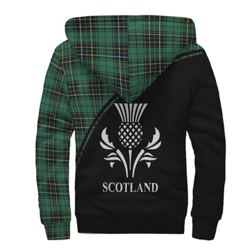 MacAlpin Ancient Tartan Sherpa Hoodie with Family Crest Curve Style