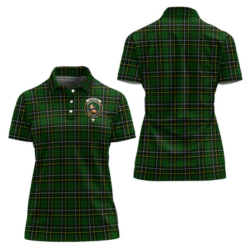 MacAlpin Modern Tartan Polo Shirt with Family Crest For Women