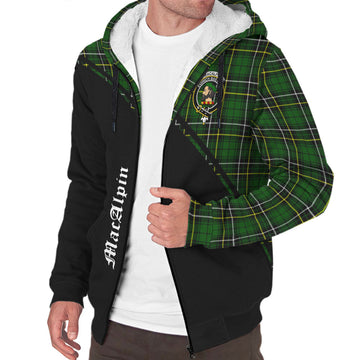 MacAlpin Modern Tartan Sherpa Hoodie with Family Crest Curve Style