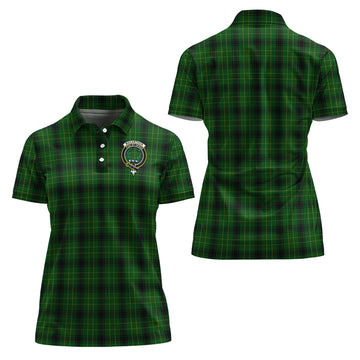 MacArthur Highland Tartan Polo Shirt with Family Crest For Women