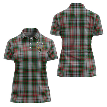 MacBain Dress Tartan Polo Shirt with Family Crest For Women