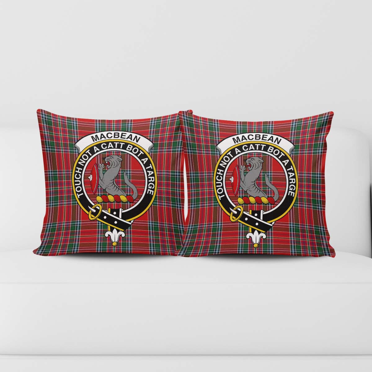 MacBean Tartan Pillow Cover with Family Crest - Tartanvibesclothing