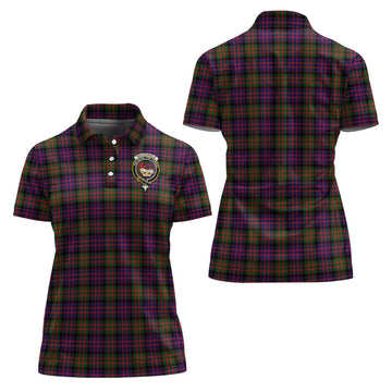 MacDonald Modern Tartan Polo Shirt with Family Crest For Women