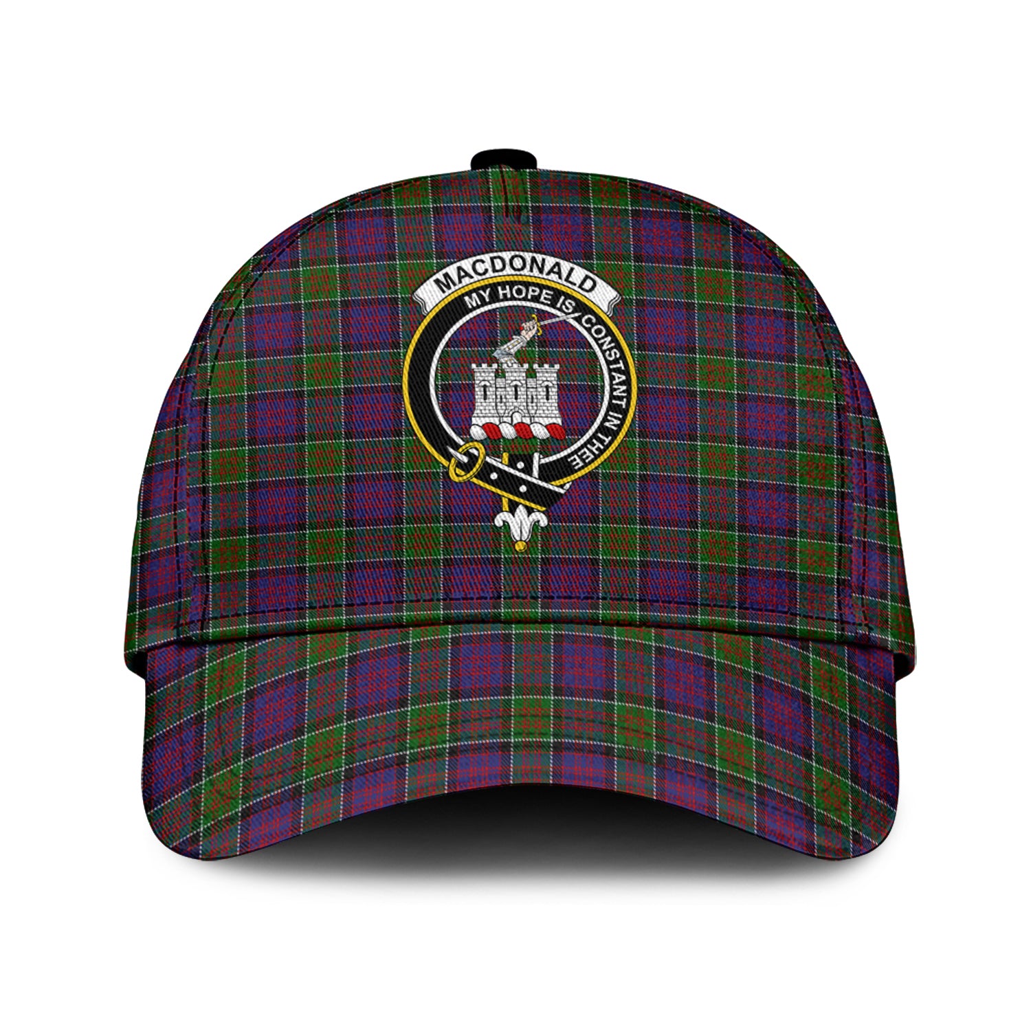 macdonald-of-clan-ranald-modern-tartan-classic-cap-with-family-crest