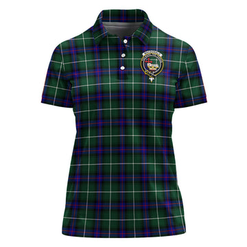 MacDonald of the Isles Hunting Modern Tartan Polo Shirt with Family Crest For Women