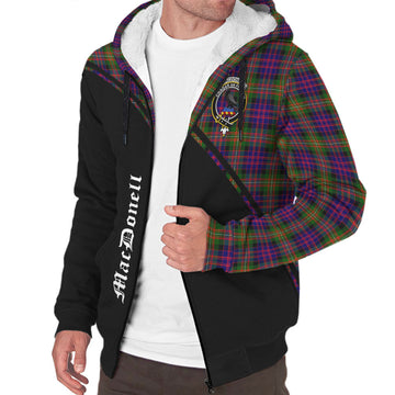 MacDonell of Glengarry Modern Tartan Sherpa Hoodie with Family Crest Curve Style