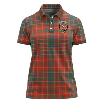 MacDougall Ancient Tartan Polo Shirt with Family Crest For Women