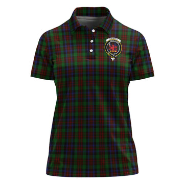 MacDuff Hunting Tartan Polo Shirt with Family Crest For Women