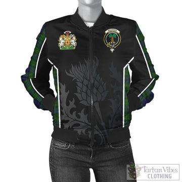 MacEwan Tartan Bomber Jacket with Family Crest and Scottish Thistle Vibes Sport Style