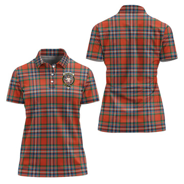 MacFarlane Ancient Tartan Polo Shirt with Family Crest For Women