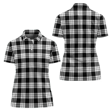 MacFarlane Black White Tartan Polo Shirt For Women