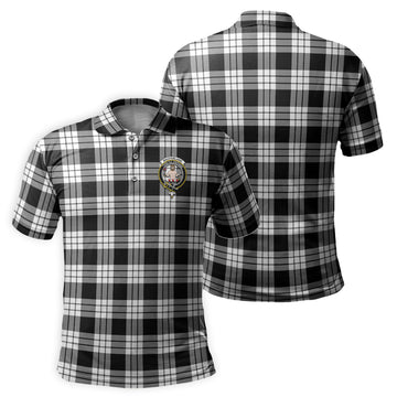 MacFarlane Black White Tartan Men's Polo Shirt with Family Crest