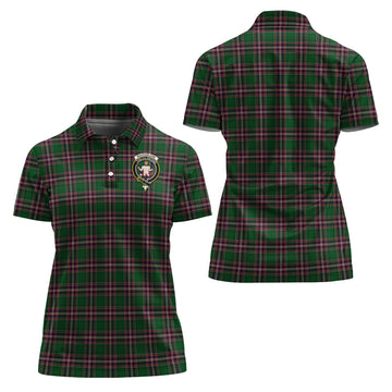 MacFarlane Hunting Tartan Polo Shirt with Family Crest For Women