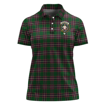 MacFarlane Hunting Tartan Polo Shirt with Family Crest For Women