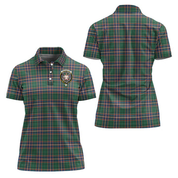 MacFarlane Hunting Ancient Tartan Polo Shirt with Family Crest For Women