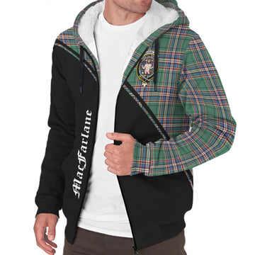 MacFarlane Hunting Ancient Tartan Sherpa Hoodie with Family Crest Curve Style