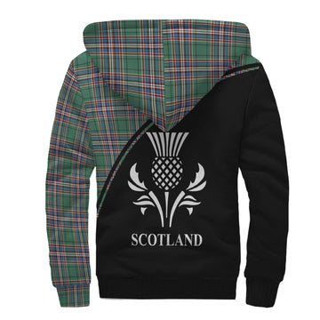 MacFarlane Hunting Ancient Tartan Sherpa Hoodie with Family Crest Curve Style