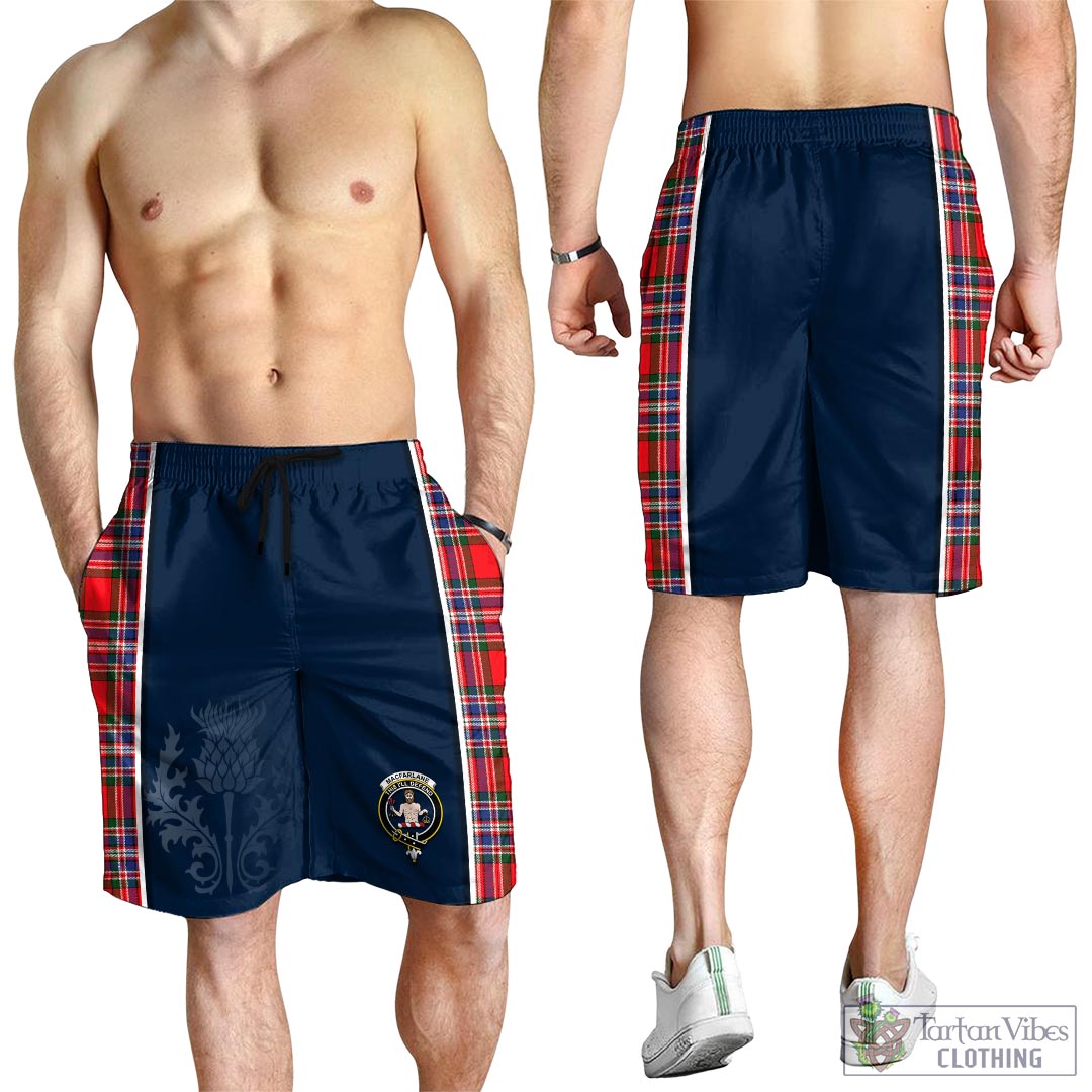 Tartan Vibes Clothing MacFarlane Modern Tartan Men's Shorts with Family Crest and Scottish Thistle Vibes Sport Style