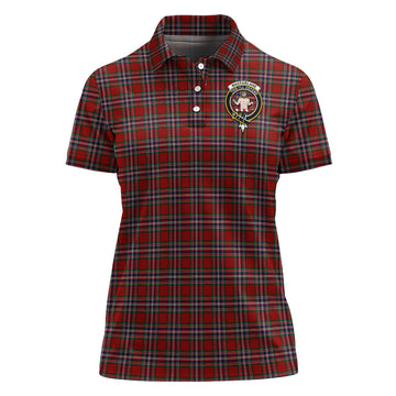 MacFarlane Red Tartan Polo Shirt with Family Crest For Women