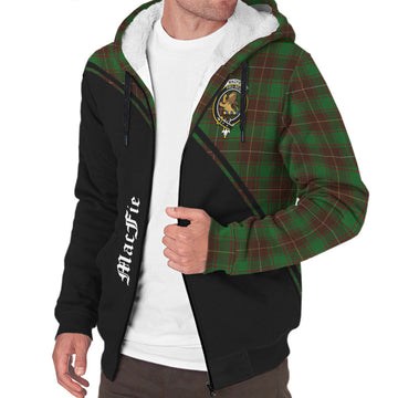 MacFie Hunting Tartan Sherpa Hoodie with Family Crest Curve Style