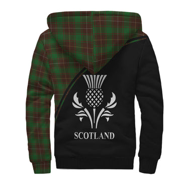 MacFie Hunting Tartan Sherpa Hoodie with Family Crest Curve Style