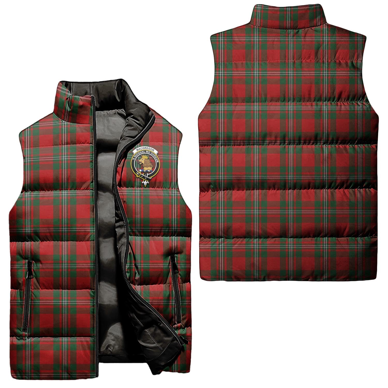 MacGregor Tartan Sleeveless Puffer Jacket with Family Crest Unisex - Tartanvibesclothing