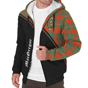 MacGregor Ancient Tartan Sherpa Hoodie with Family Crest Curve Style