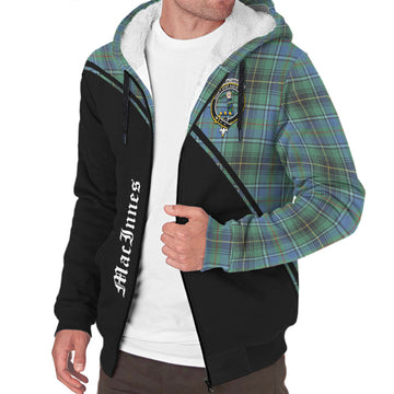 MacInnes Ancient Tartan Sherpa Hoodie with Family Crest Curve Style