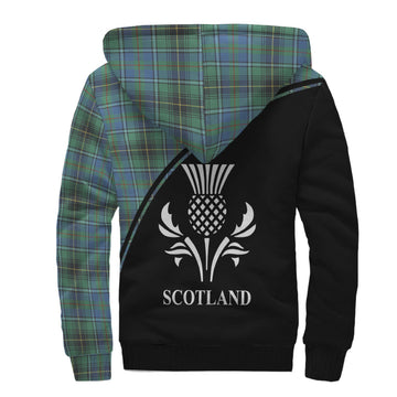 MacInnes Ancient Tartan Sherpa Hoodie with Family Crest Curve Style