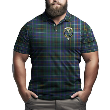 MacInnes Modern Tartan Men's Polo Shirt with Family Crest