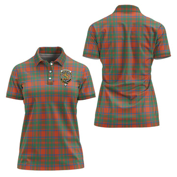 MacIntosh Ancient Tartan Polo Shirt with Family Crest For Women