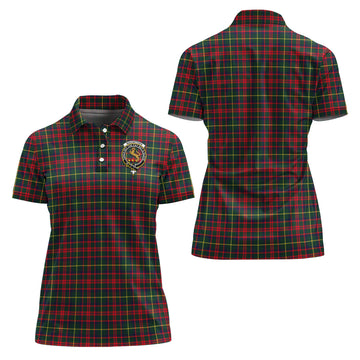 MacIntosh Hunting Modern Tartan Polo Shirt with Family Crest For Women