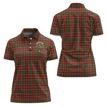 MacIntosh Hunting Weathered Tartan Polo Shirt with Family Crest For Women
