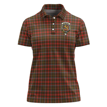 MacIntosh Hunting Weathered Tartan Polo Shirt with Family Crest For Women