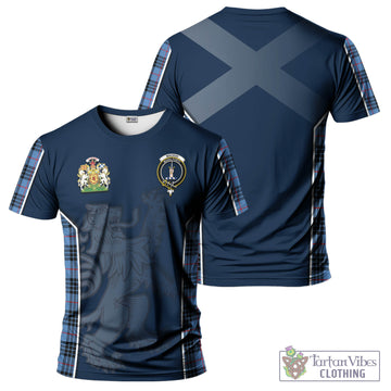 MacKay Blue Tartan T-Shirt with Family Crest and Lion Rampant Vibes Sport Style