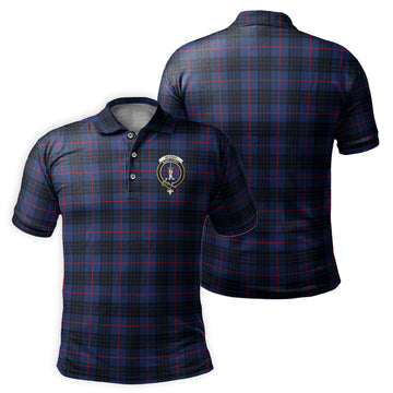 MacKay Blue Modern Tartan Men's Polo Shirt with Family Crest