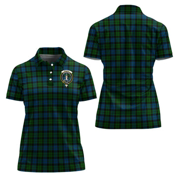 MacKay Modern Tartan Polo Shirt with Family Crest For Women