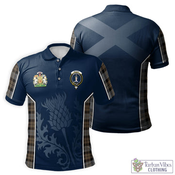 MacKay Weathered Tartan Men's Polo Shirt with Family Crest and Scottish Thistle Vibes Sport Style