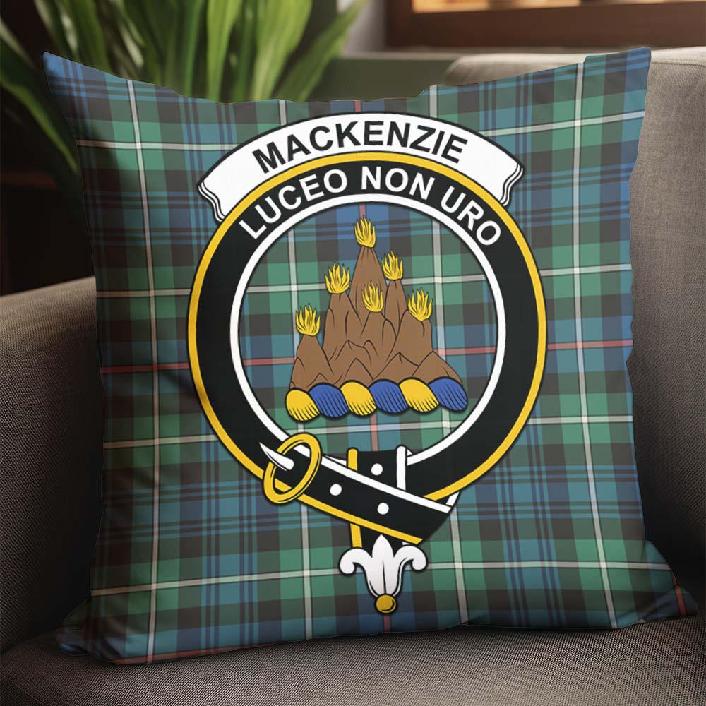 MacKenzie Ancient Tartan Pillow Cover with Family Crest - Tartanvibesclothing