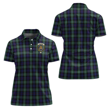 MacKenzie Hunting Green Tartan Polo Shirt with Family Crest For Women
