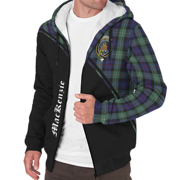 MacKenzie Hunting Green Tartan Sherpa Hoodie with Family Crest Curve Style