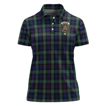 MacKenzie Hunting Green Tartan Polo Shirt with Family Crest For Women